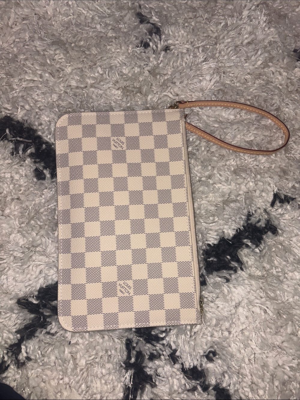 2021 authentic Louis Vuitton Neverfull Damier Azur Pochette Wristlet NEW - Picture 2 of 6